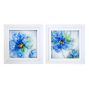 New View Blue Floral Framed Wall Art 2-piece Set