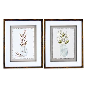 New View Farmhouse Flowers Framed Wall Art 2-piece Set