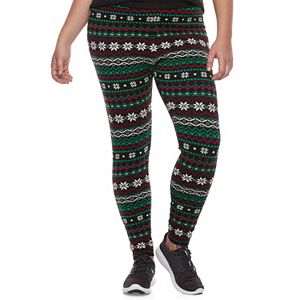 Juniors' Plus Size It's Our Time Print Holiday Leggings
