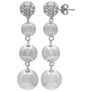 Brilliance Silver Plated Disc Drop Earrings with Swarovski Crystals