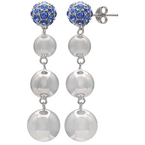 Brilliance Silver Plated Disc Drop Earrings with Swarovski Crystals