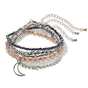 Crescent & Beaded Stretch Bracelet Set