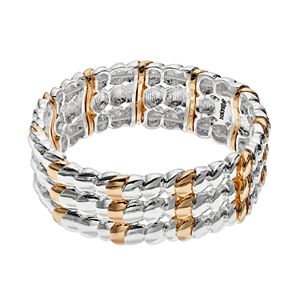 Napier Two Tone Multi Row Stretch Bracelet
