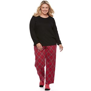 Plus Size Croft & Barrow® Pajamas: Knit Top, Pants & Socks 3-Piece PJ Set
