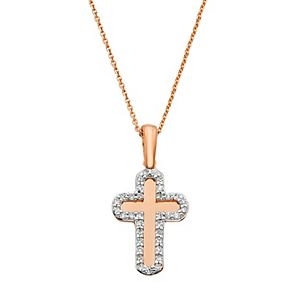 10k Gold 1/8 Carat T.W. Diamond Cross Pendant Necklace