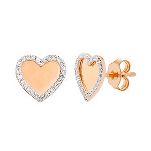 10k Gold 1/6 Carat T.W. Diamond Heart Stud Earrings