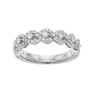 14k White Gold 1/2 Carat T.W. Diamond Wavy Wedding Ring