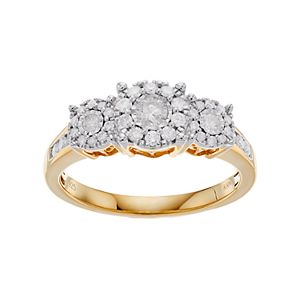 1/2 Carat T.W. Diamond 3-Stone Cluster Engagement Ring