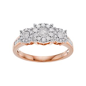 1/2 Carat T.W. Diamond 3-Stone Cluster Engagement Ring