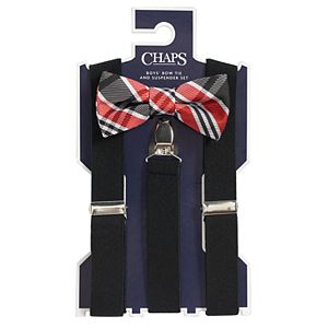 Boys 4-20 Chaps Plaid Bow-Tie & Suspenders Set