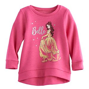 Disney's Beauty & The Beast Belle Baby Girl High-Low Fleece Lined Pullover Sweater