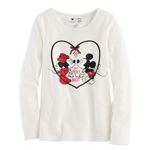 Disney's Mickey Mouse & Minnie Mouse Toddler Girl Glitter & Rhinestone Mistletoe Graphic Tee by Jumping Beans®
