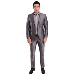 Men's Nick Graham Silver Shine Slim-Fit Unhemmed Suit