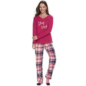 Women's SONOMA Goods for Life™ Pajamas: Socks, Top & Flannel Pants 3-Piece PJ Set