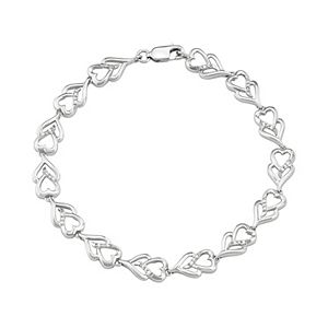 Sterling Silver 1/10 Carat T.W. Diamond Heart Link Bracelet