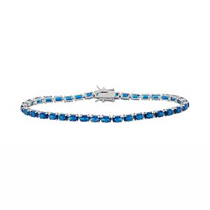 Sterling Silver Lab-Created Sapphire Tennis Bracelet