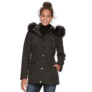 Women's Apt. 9® Textured Faux-Fur Trim Coat