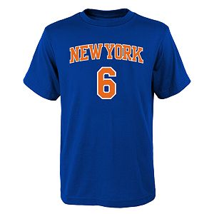 Boys 8-20 New York Knicks Kristaps Porzingis Player Name & Number Replica Tee