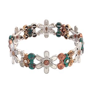 Believe In Tri Tone Flower Stretch Bracelet