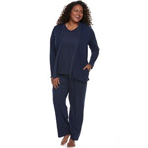 Plus Size Croft & Barrow® Pajamas: Knit Tank, Cardigan & Pants 3-Piece PJ Set
