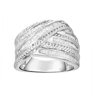 14k White Gold 1/2 Carat T.W. Diamond Crisscross Ring