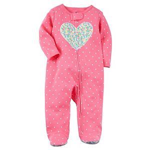 Baby Girl Carter's Floral Heart Dotted Sleep & Play