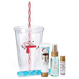 Simple Pleasures Peppermint Swirl Hand Lotion, Lip Balm, Body Mist & Nail File Snowman Gift Set