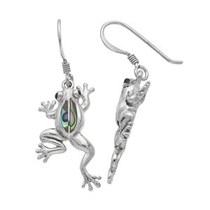 Sterling Silver Abalone Frog Drop Earrings