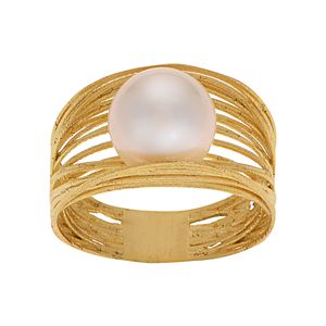 PearLustre by Imperial 14k Gold Freshwater Cultured Pearl Woven Ring