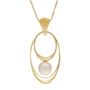 PearLustre by Imperial 14k Gold Freshwater Cultured Pearl Oval Woven Pendant