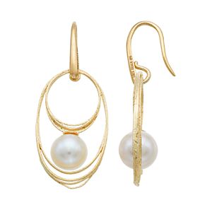 PearLustre by Imperial 14k Gold Freshwater Cultured Pearl Hoop Drop Earrings