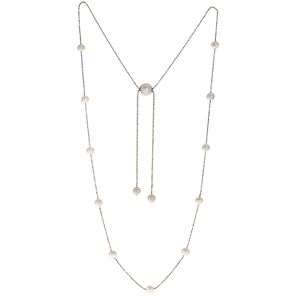 PearLustre by Imperial Sterling Silver Freshwater Cultured Pearl Station Bolo Necklace