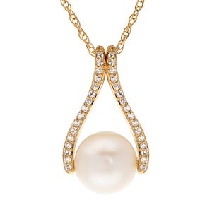 PearLustre by Imperial 14k Gold Freshwater Cultured Pearl & White Topaz Pendant