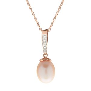 PearLustre by Imperial 14k Rose Gold Freshwater Cultured Pearl & Diamond Accent Pendant