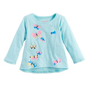 Baby Girl Jumping Beans® Glittery Butterfly Long Sleeve Graphic Tee