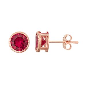14k Rose Gold Over Silver Lab-Created Ruby Stud Earrings