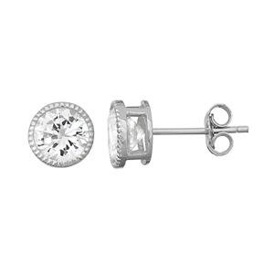 Sterling Silver Lab-Created White Sapphire Stud Earrings