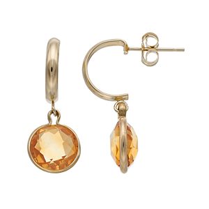 10k Gold Citrine Semi-Hoop Earrings