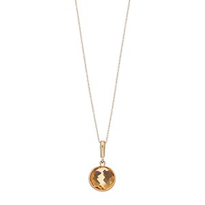 10k Gold Citrine Pendant Necklace