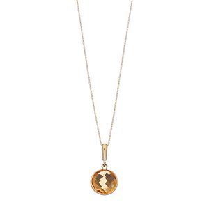 10k Gold Citrine Pendant Necklace