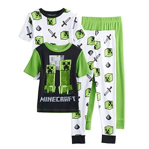 Boys 6-12 Minecraft Creeper 4-Piece Pajama Set