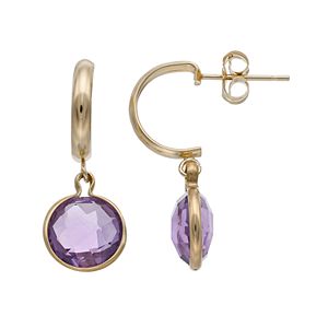 10k Gold Amethyst Semi-Hoop Earrings