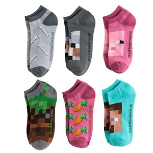 Boys 4-20 Minecraft 6-Pack No-Show Socks