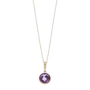 10k Gold Amethyst Pendant Necklace