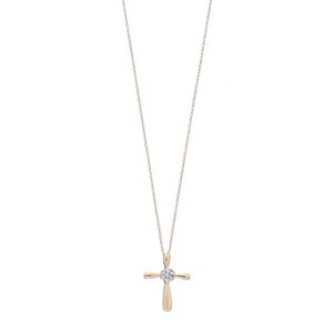 10k Gold 1/10 Carat T.W. Diamond Cluster Cross Pendant