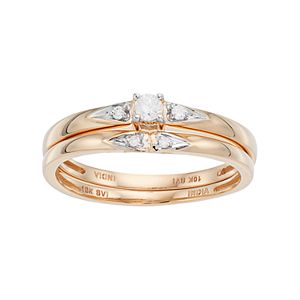 10k Gold 1/10 Carat T.W. Diamond Engagement Ring Set