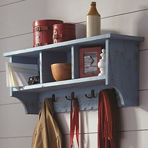 Alaterre Furniture Country Cottage Coat Hook Cubby Wall Shelf