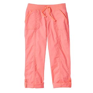 Girls Plus Size SO® Ribbed Waist Utility Pant Roll-Tab Capris