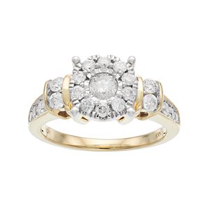 10k Gold 1 Carat T.W. Diamond Flower Engagement Ring