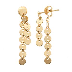 14k Gold Circle Link Front-Back Earrings